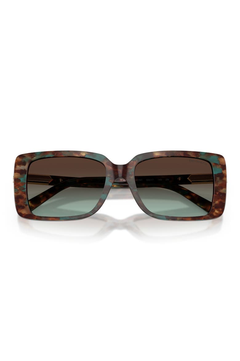 55mm Gradient Rectangular Sunglasses, Alternate, color, BROWN TIFFANY HAVANA / AZURE