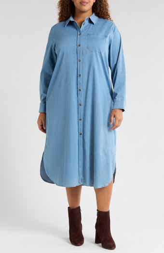 Universal Standard Odeon Long Sleeve Chambray Shirtdress