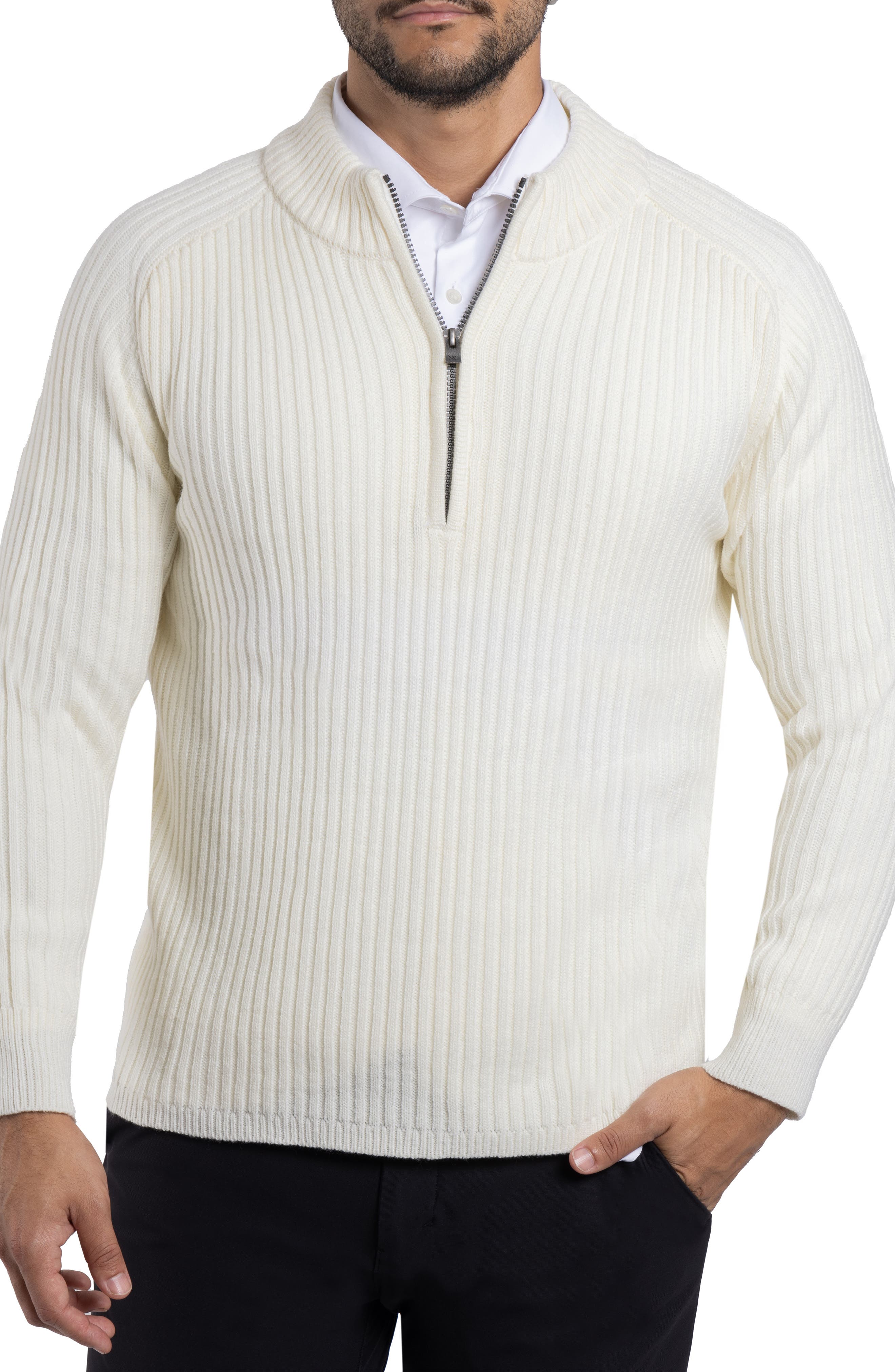 Rib Quarter Zip Sweater