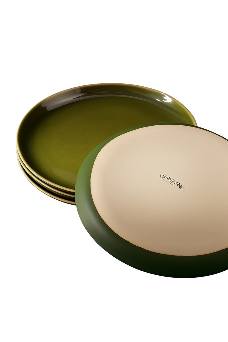Edan Flat Dinner Plate, Set of 4, Alternate, color, Matte Green/ Shiny Green