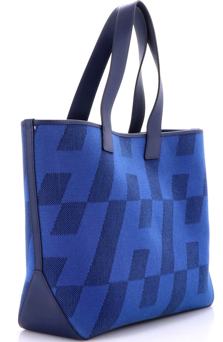 Pre-Owned Hermes Cabas H en Biais Tote Canvas with Leather 40, Alternate, color, Bleu Saphir