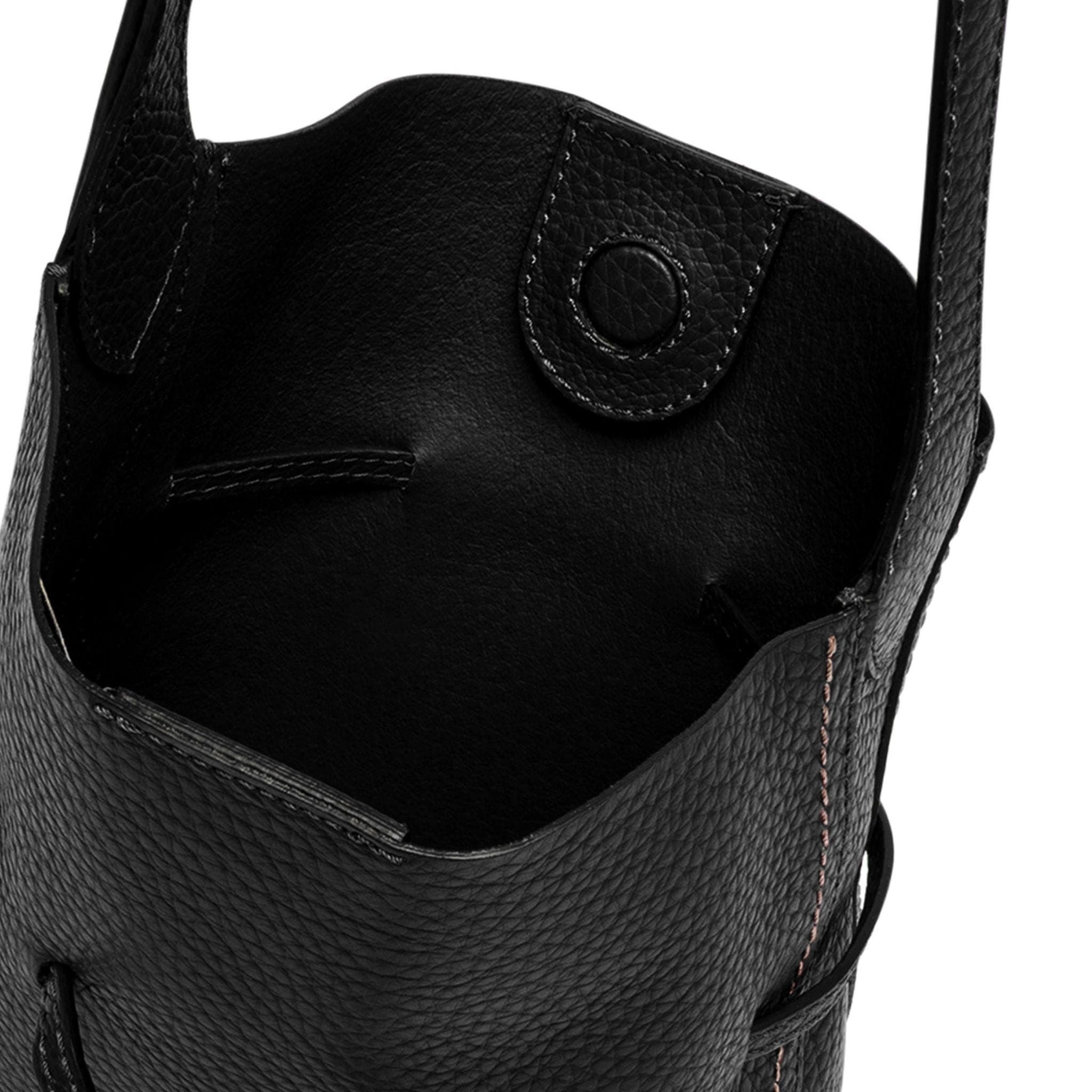 Sienna Leather Drawstring Bucket Bag, Alternate, color, black