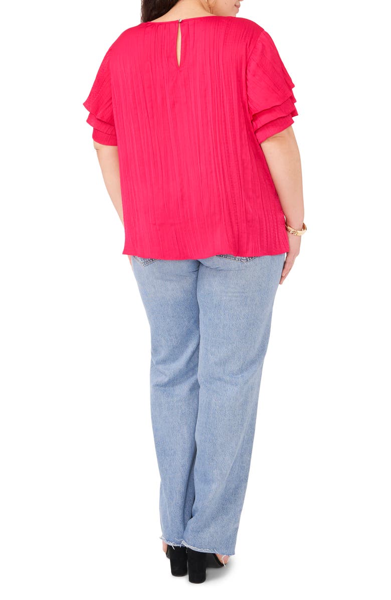 Vince Camuto Ruffle Sleeve Rumple Satin Top, Alternate, color, 