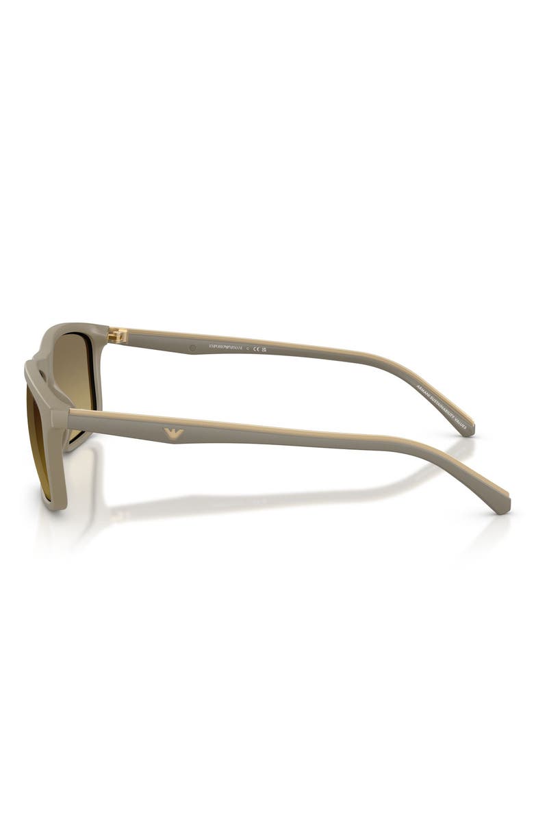 Emporio Armani 57mm Gradient Pillow Sunglasses, Alternate, color, Matte Beige / Brown Grey