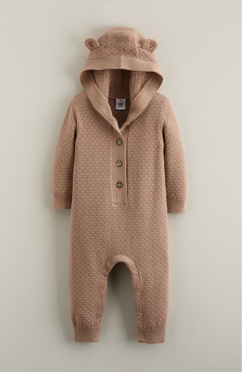 Hooded Bear Pointelle Sweater Romper (Baby)