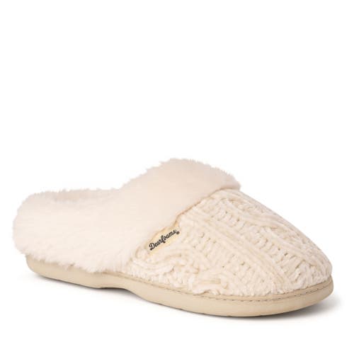Dearfoams Womens Claire Cable Knit Chenille Clog House Shoe Slipper In Neutral