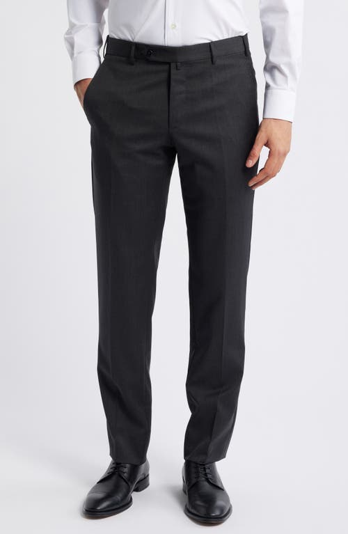 Zanella Parker Super 130's Wool Sharkskin Dress Pants In Dark Grey