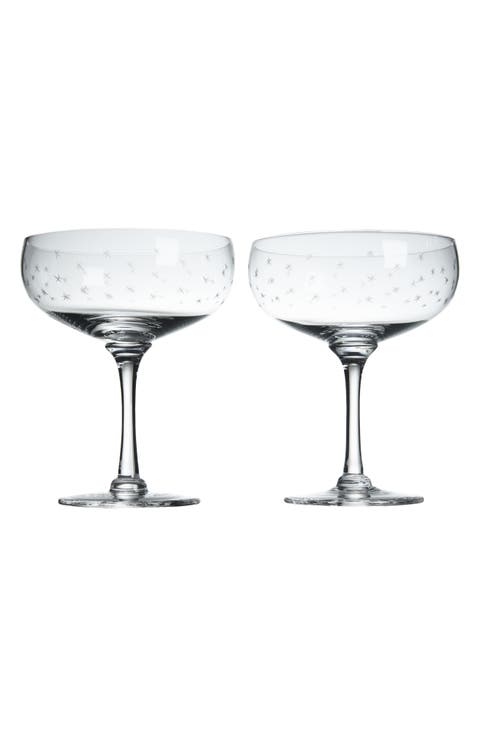 Set of 2 Crystal Cocktail Glasses