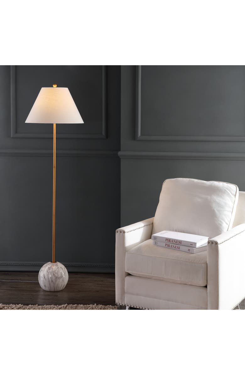 JONATHAN Y Miami 63.5" Minimalist Resin/Metal LED Floor Lamp, Alternate, color, Gold/White