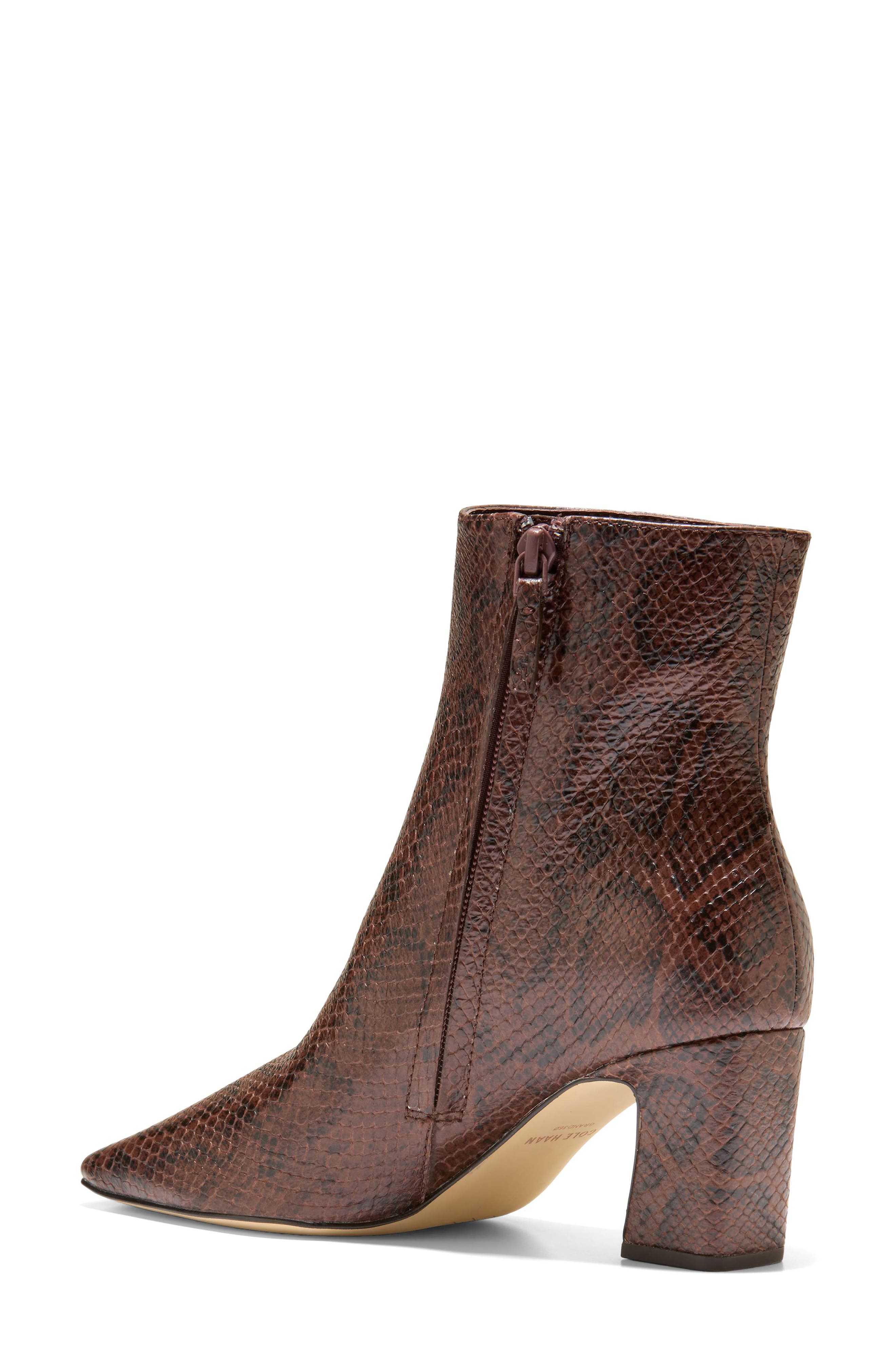 Blanche Leather Snip Toe Bootie, Alternate, color, HICKORY GLOSSY SNAKE PRINT