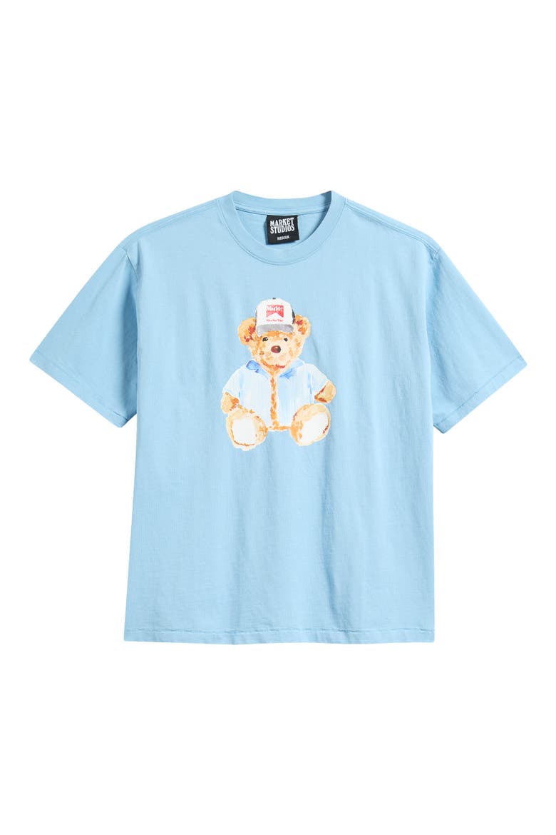 Watercolor Teddy Bear Graphic T-Shirt, Alternate, color, BLUE