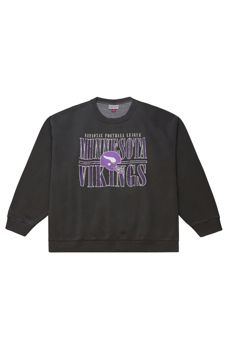 Mitchell & Ness Men's Mitchell & Ness Black Minnesota Vikings Downtown Crew Vintage Logo Sweatshirt, Alternate, color, Black