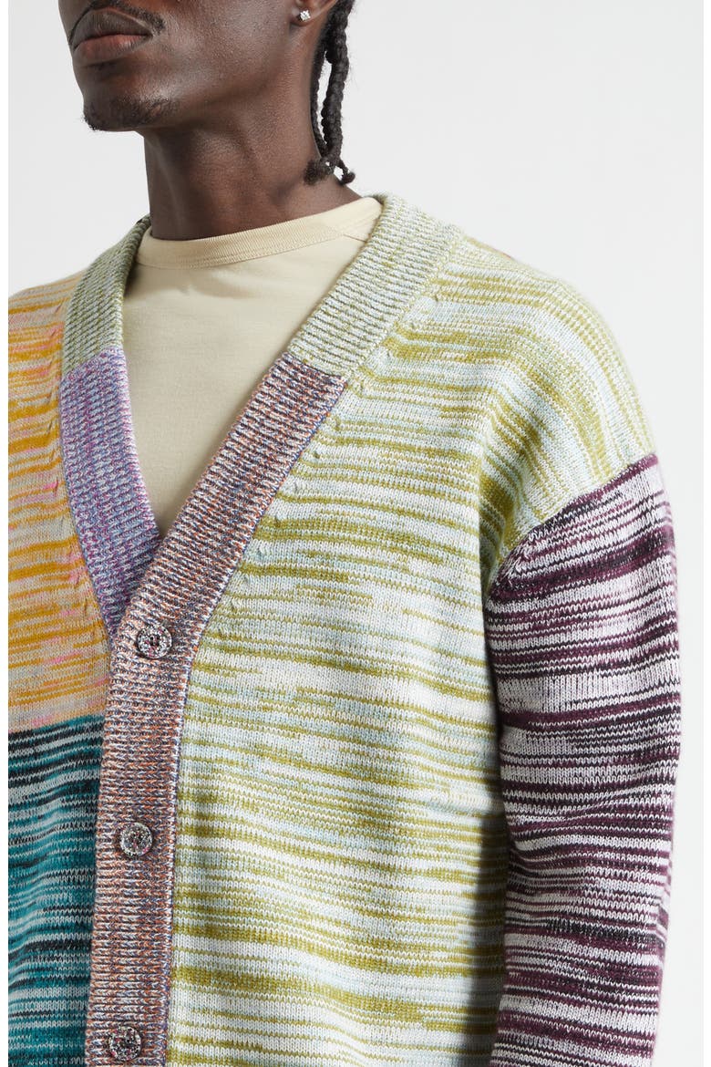 Pat Colorblock Space Dye Cardigan, Alternate, color, WHITE MULTI