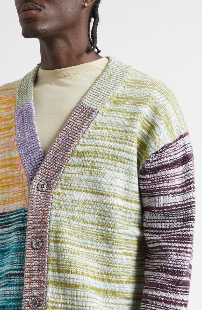 Waste Yarn Project Pat Colorblock Space Dye Cardigan, Alternate, color, White Multi