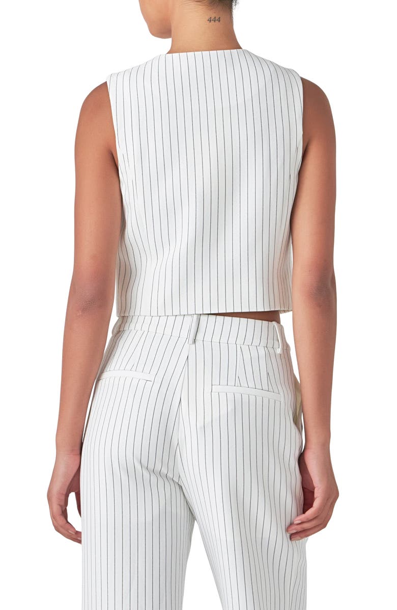 Grey Lab Pinstripe Crop Vest, Alternate, color, White Black Stripe
