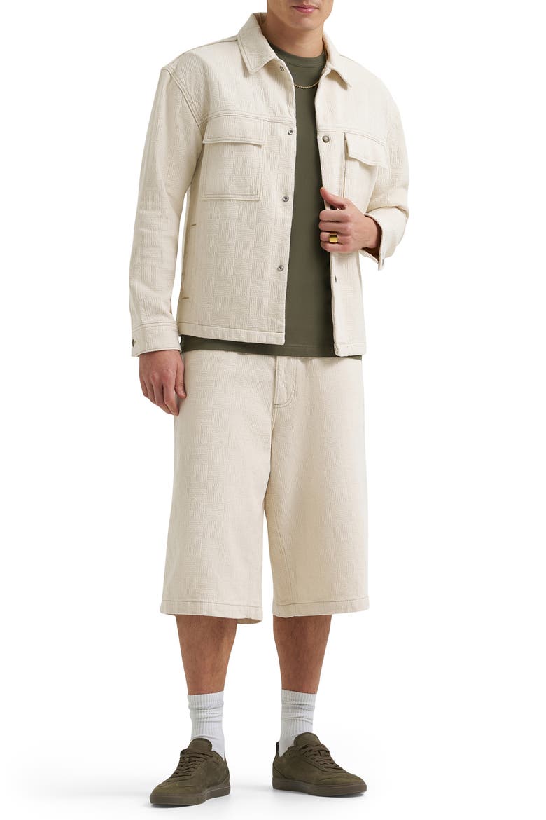 Jacquard Cotton Snap Overshirt, Alternate, color, NATURAL GREIGE
