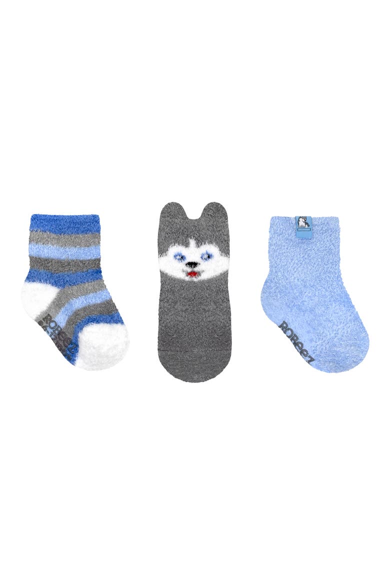 Kids' 3-Pack Siberian Pup Fuzzy Socks, Main, color, CHARCOAL