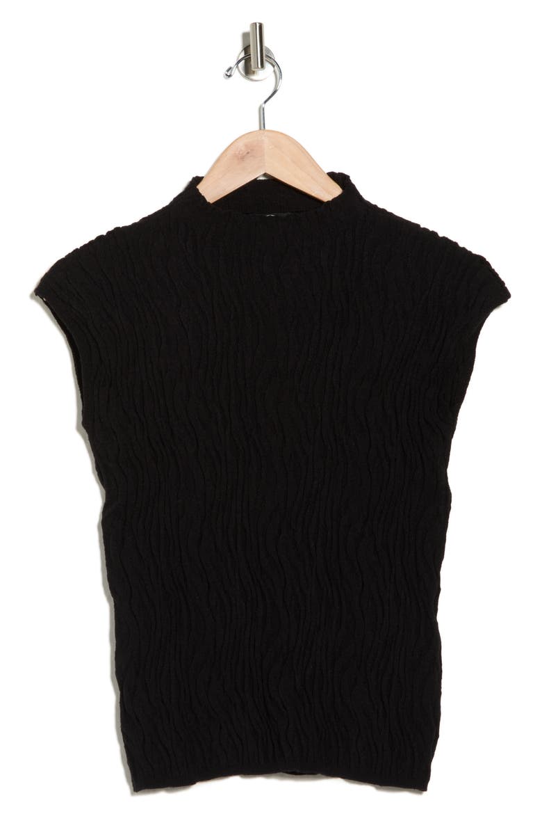 Animal Jacquard Stripe Cap Sleeve Sweater, Alternate, color, BLACK