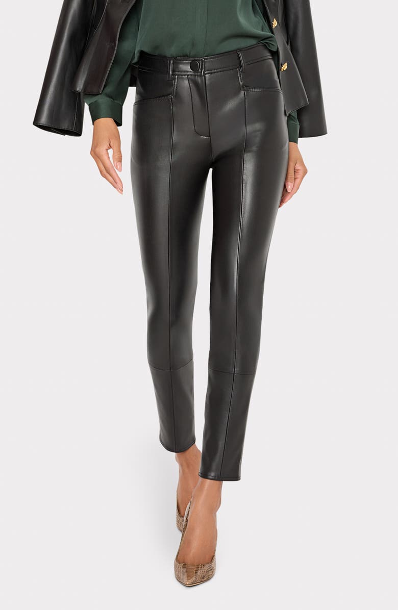 Milly Rue Faux Leather Pants, Main, color, Black