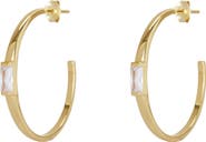 Argento Vivo Sterling Silver Baguette Cubic Zirconia Hoop Earrings