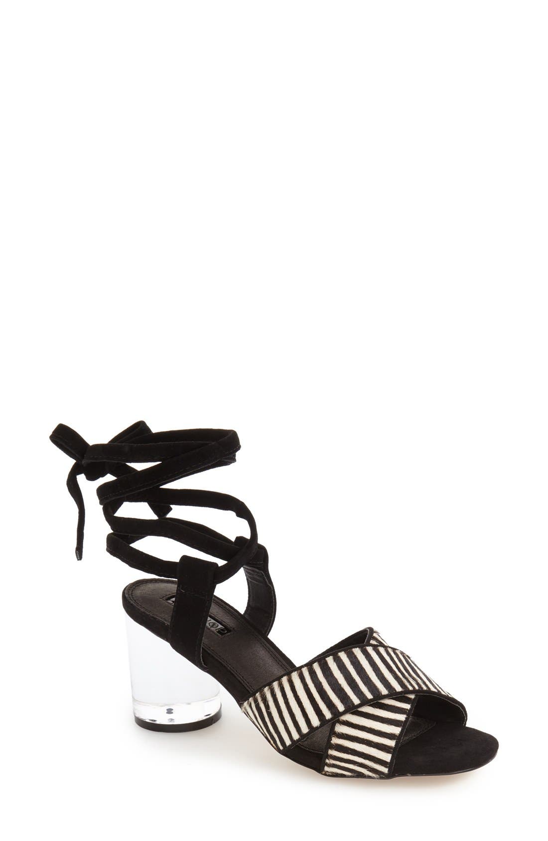 'Raffle' Ankle Strap Sandal, Main, color, BLACK MULTI