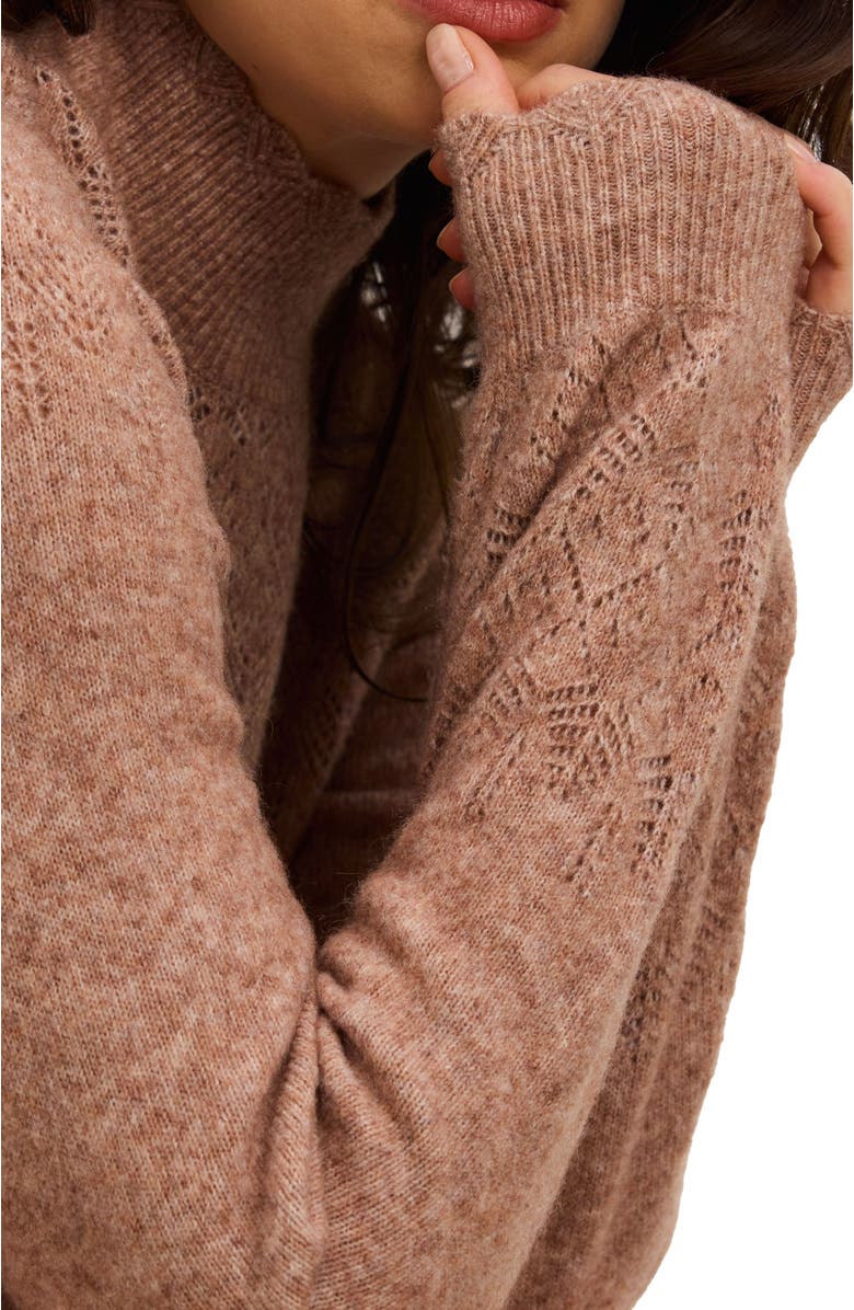 HATCH The Cozy Pointelle Poise Mini Dress, Alternate, color, Mocha