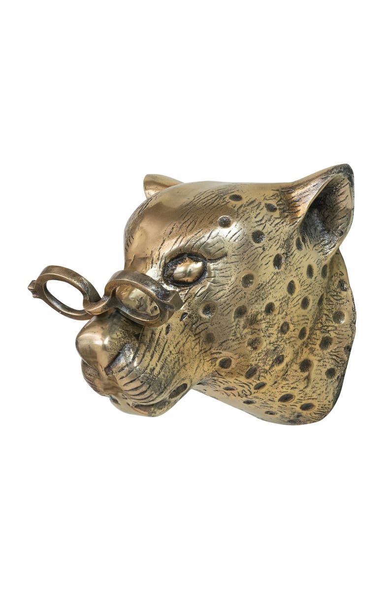 Storied Home Cheetah Head with Eyeglasses Wall Décor, Main, color, Brass