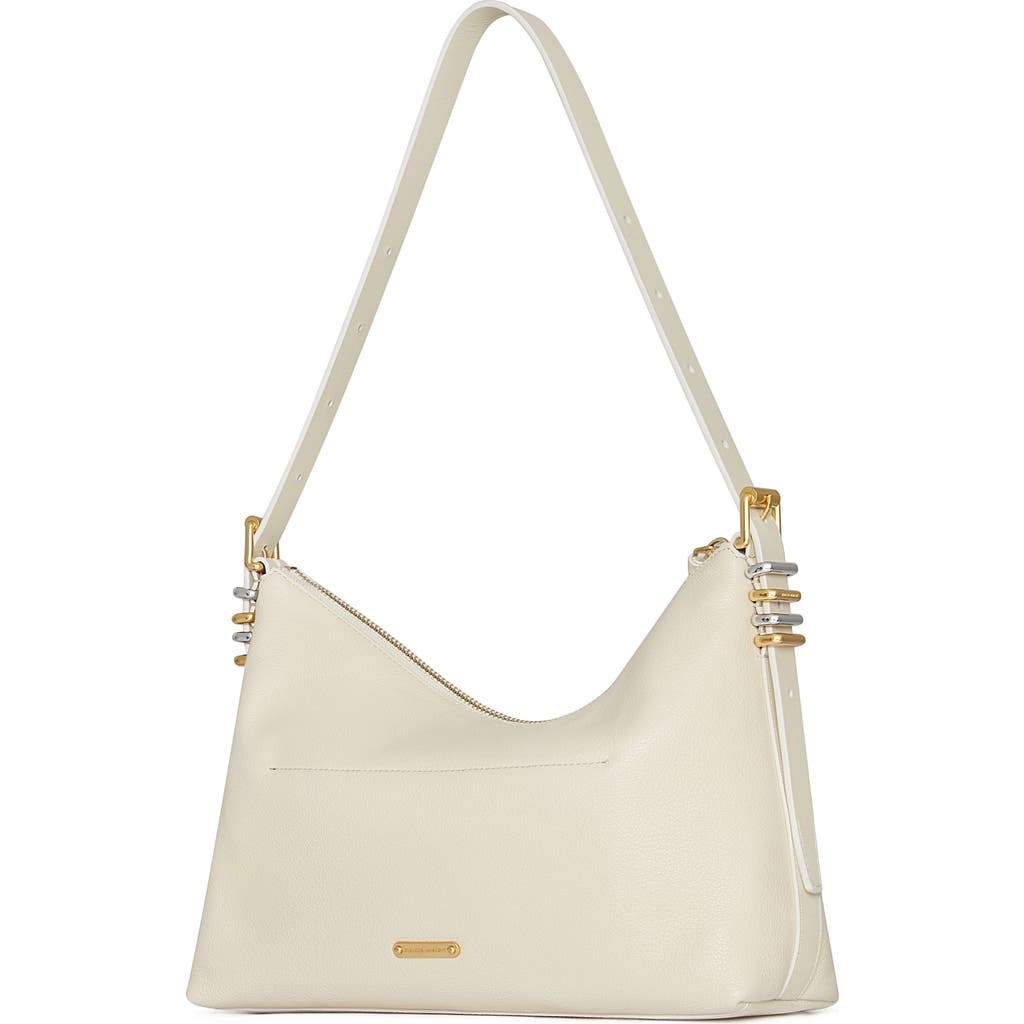 Rebecca Minkoff Buckle Zip Leather Shoulder Bag In Porcelain