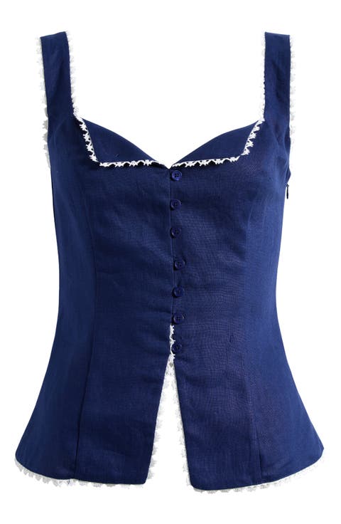 Viola Linen Button-Up Top