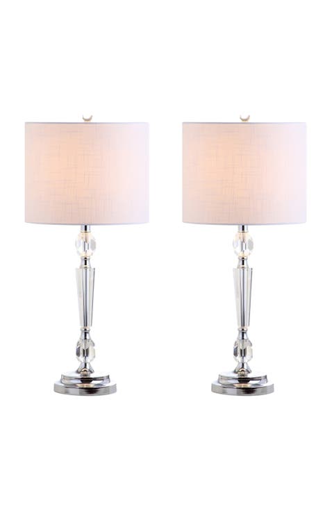 Victoria 27" Crystal LED Table Lamp, Clear (Set of 2)