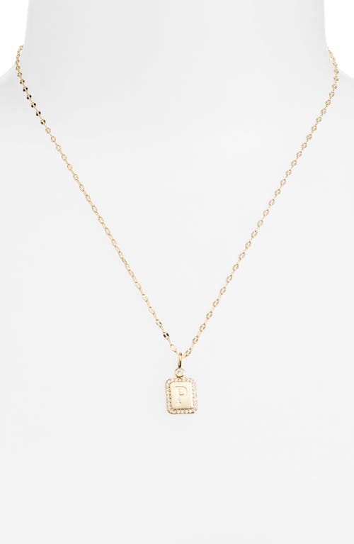 Leith Initial Pendant Necklace In P- Clear- Gold