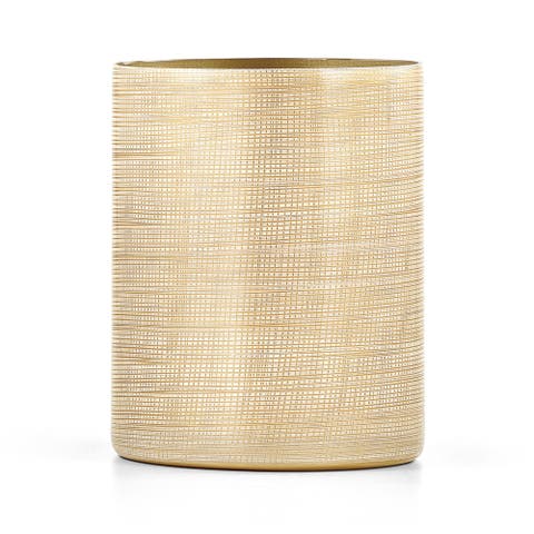 Woven Gold Waste Basket