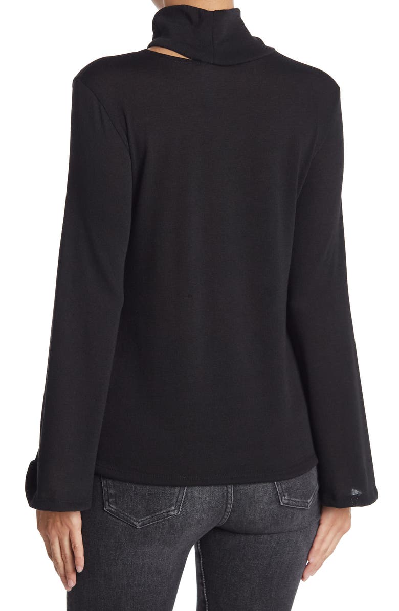 GO COUTURE Turtleneck Cutout Sweater, Alternate, color, Black