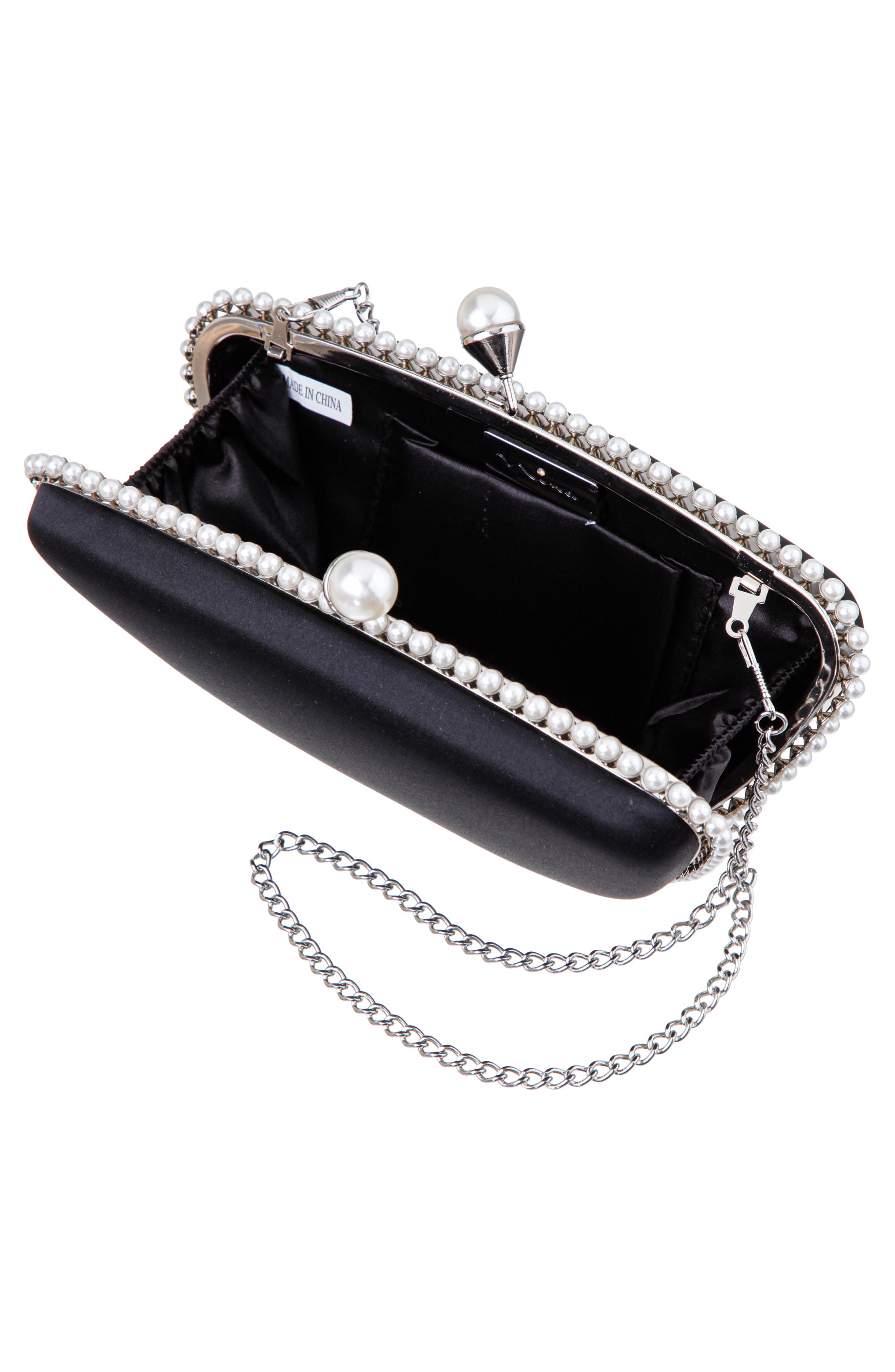 Nina Goddess Frame Clutch, Alternate, color, Black