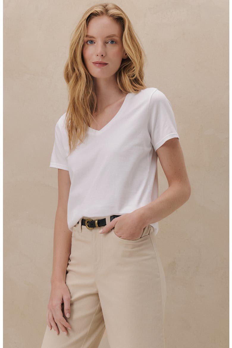 Organic Cotton Softspun V-Neck Tee, Alternate, color, White