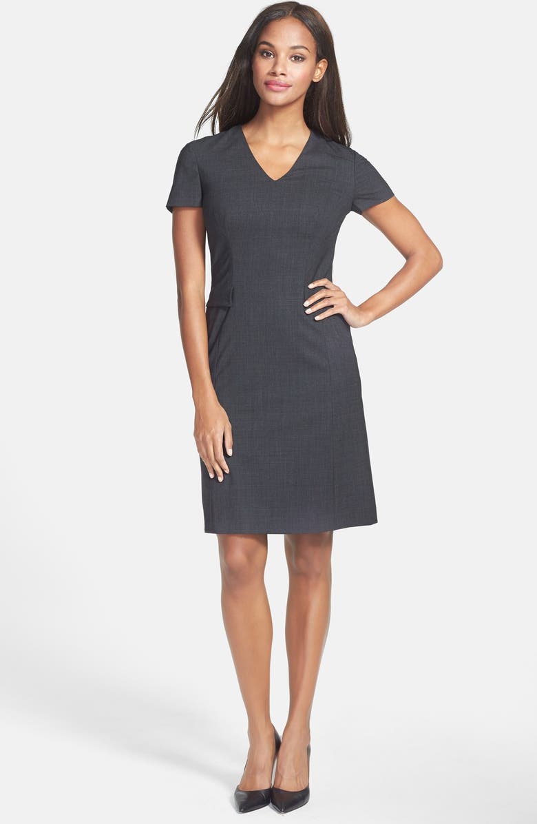 BOSS 'Dilina' Stretch Wool Suiting Sheath Dress, Main, color,