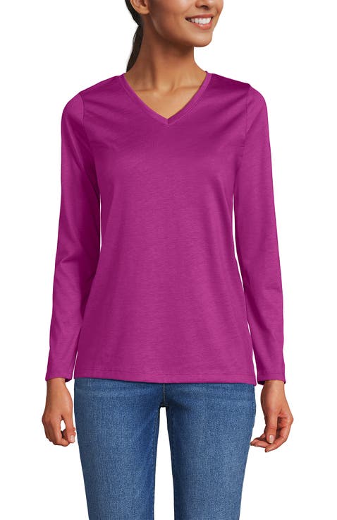 Relaxed Supima Cotton Long Sleeve V-Neck T-Shirt
