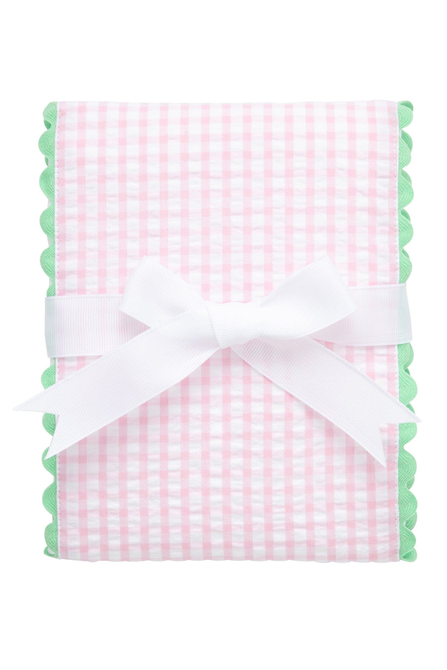 3 Marthas Big Check Fancy Fabric Burp Cloth in Pink/green Trim 