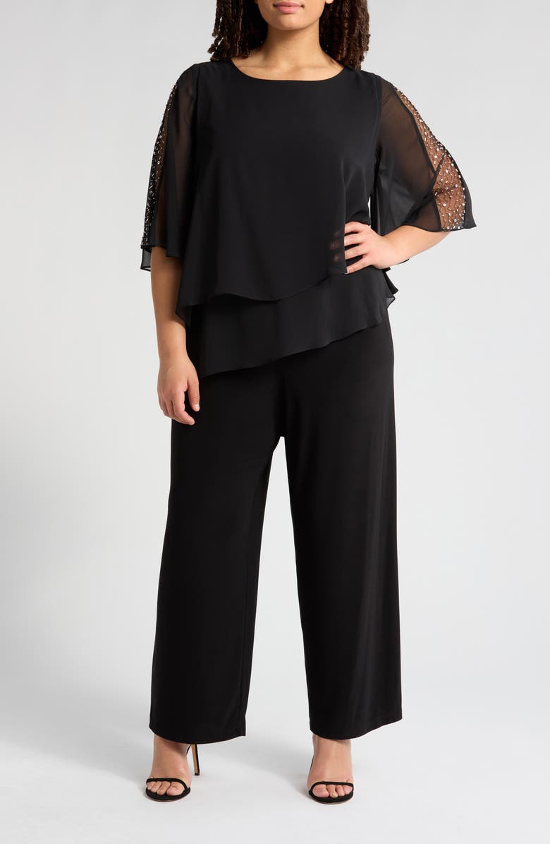 SL FASHIONS Sequin Detail Tiered Jumpsuit, Main, color,