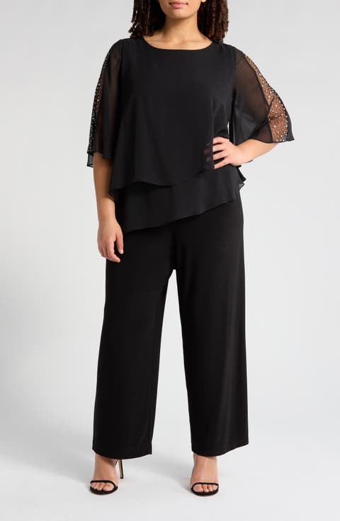 Sequin Detail Tiered Jumpsuit (Plus)