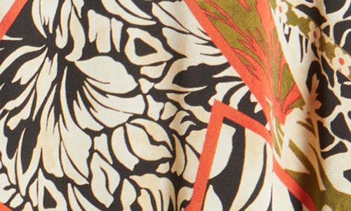 Tahari Asl Mixed Print Charmeuse Maxi Slipdress In Black Natural