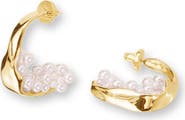 Classicharms Naomi Shell Pearl Cluster Molten Hoop Statement Earrings