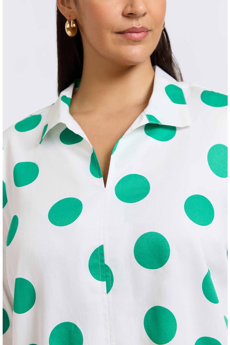Agnes Polka Dot Cotton Popover Top, Alternate, color, WHITE/ GREEN
