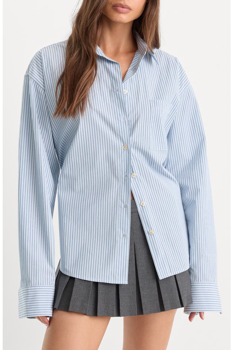 The Poplin Easy Striped Cotton Shirt, Main, color, SUMMER SKY STRIPE