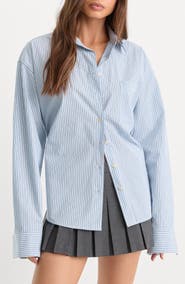 Good American The Poplin Easy Striped Cotton Shirt