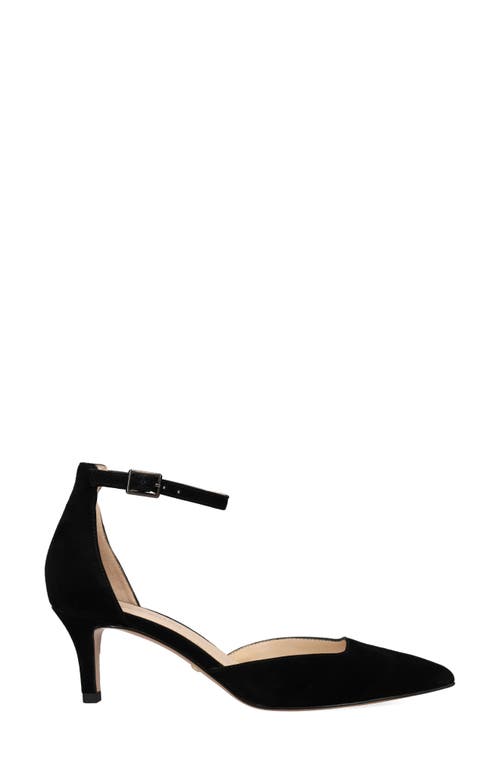 Pelle Moda Kendal Ankle Strap Pointed Toe Kitten Heel Pump In Black