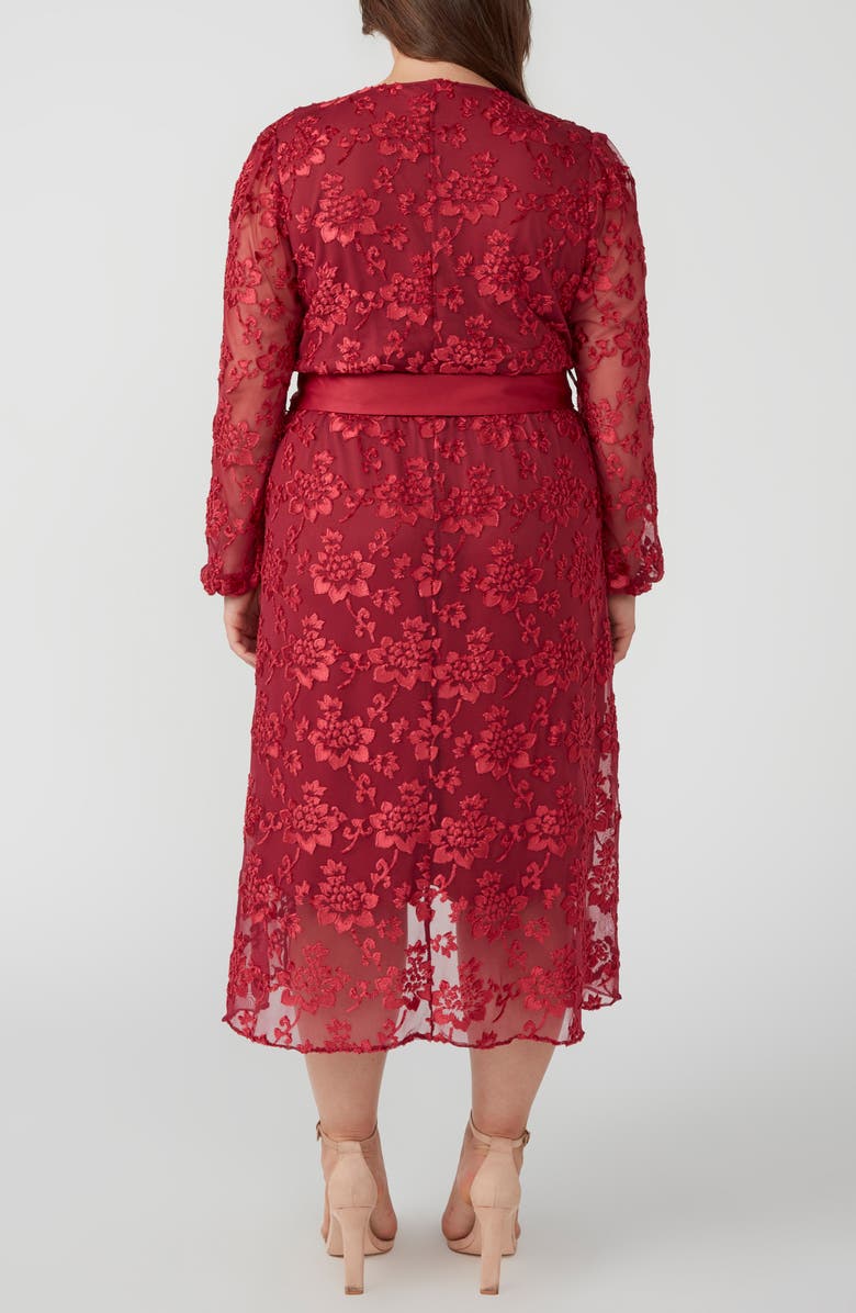 Estelle Radiance Glow Long Sleeve Faux Wrap Midi Dress, Alternate, color, Raspberry