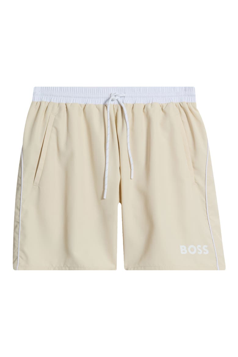Starfish Graphic Logo Swim Trunks, Alternate, color, OPEN WHITE