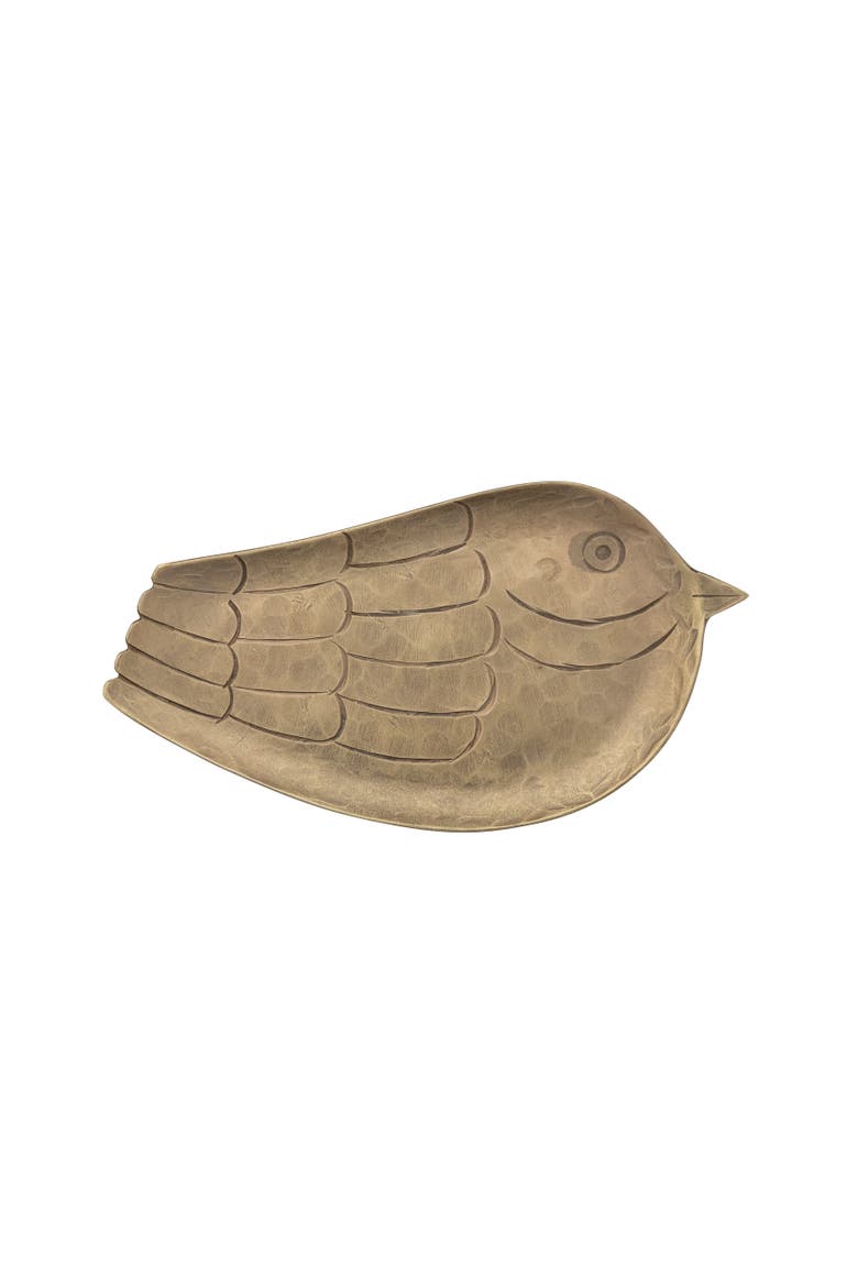 Antique Gold Iron Bird Tray, Main, color, Gold