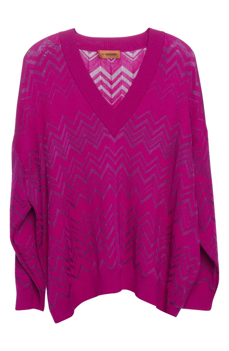 Missoni Chevron V-Neck Wool Blend Sweater, Alternate, color, 